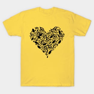 Black Music Notes Heart T-Shirt